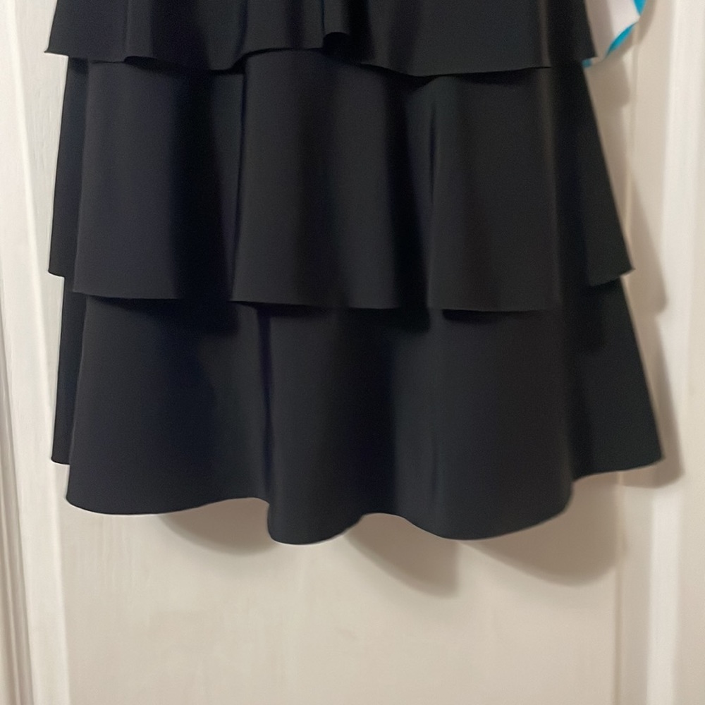 Swim Solutions Swimsuit V Neck Tiered Ruffle Swimdress - Picture 4 of 13